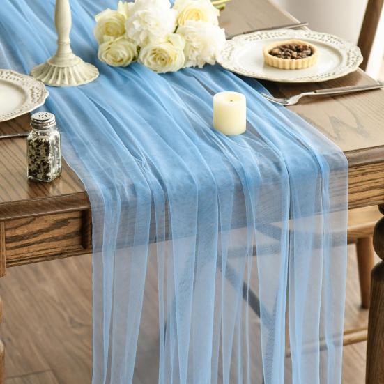 Tulle Table Runner Decorative Sheer Tablecloth Solid Color Table Runner Arch Aisle Veil for Bridal Shower Wedding Arch Dessert Table Decoration