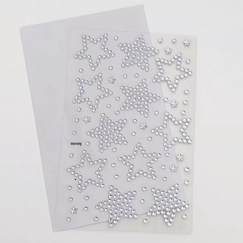 Concert Face Stickers: Five-Pointed Star, Blue Heart, Bowknot, Glue-Free Rhinestones for Makeup