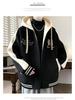 Teen Boys' Trendy Velvet-Style Baseball Jacket Hoodie