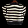 Fall New Arrival Contrast Color Stripes V Neck Oblique Open Double-Headed Zipper Vest Sweater Women's Clothing Fashion Versatile Top