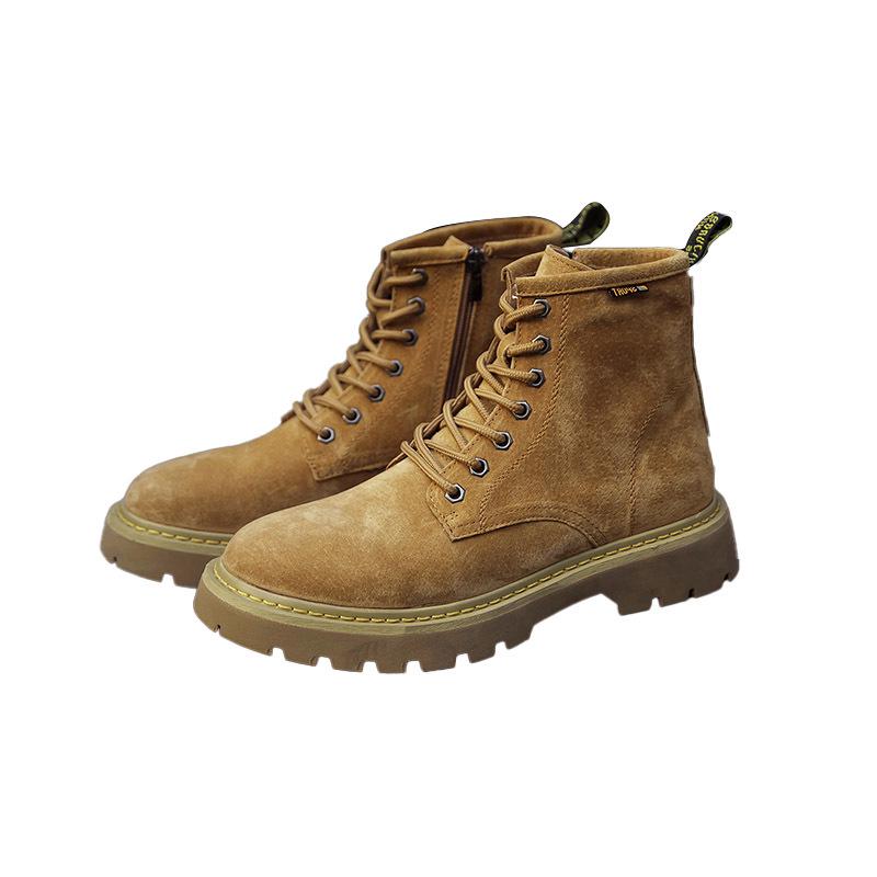 

2023 Осень/Зима Европейские и Американские Ретро Замшевые Модные Ботинки Мартин - High Street Fashion Желтые Ботинки 39