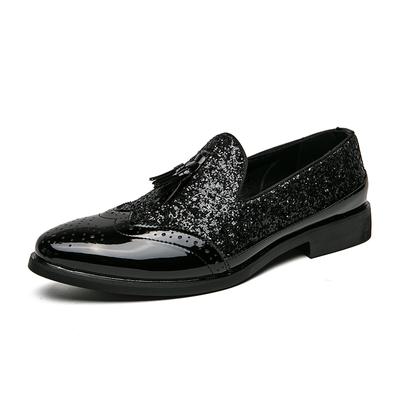 Luxury Golden Classic Men's Glossy Leather Shoes Pointed Formal Dress Shoes Groom's Wedding Shoes Men's Brogue Shoes