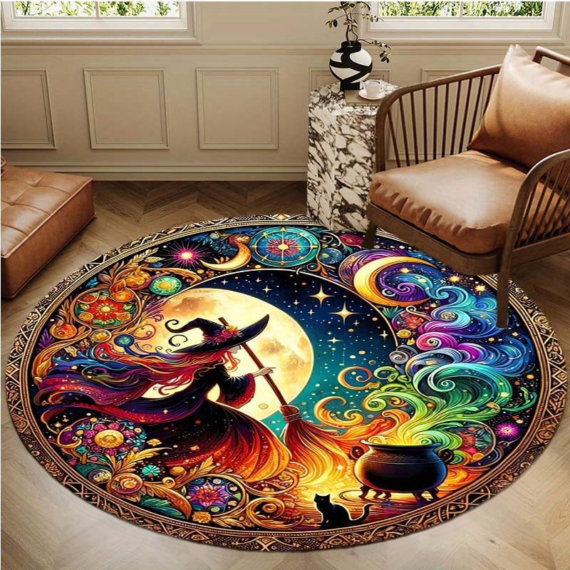 Flannel Enchanting Witches' Brew Round Carpet: Perfect for Home Decoration - Office Chair Pads, Living Room, Bedroom, and More