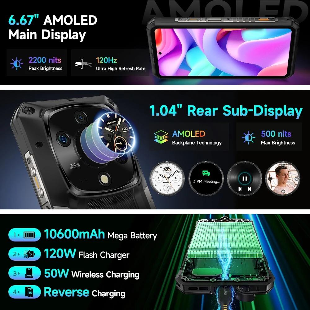 Ulefone Armor 28 Pro 5G AI Rugged Phone 512GB ROM 120W MTK Dimensity 7300 10600mAh 6.67”AMOLED 64MP Smartphone
