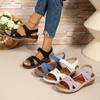 2025 Summer New Large Size Casual Fish Mouth Sandals Roman Style Sandals Wear Velcro Wedge Heel Platform Sandals