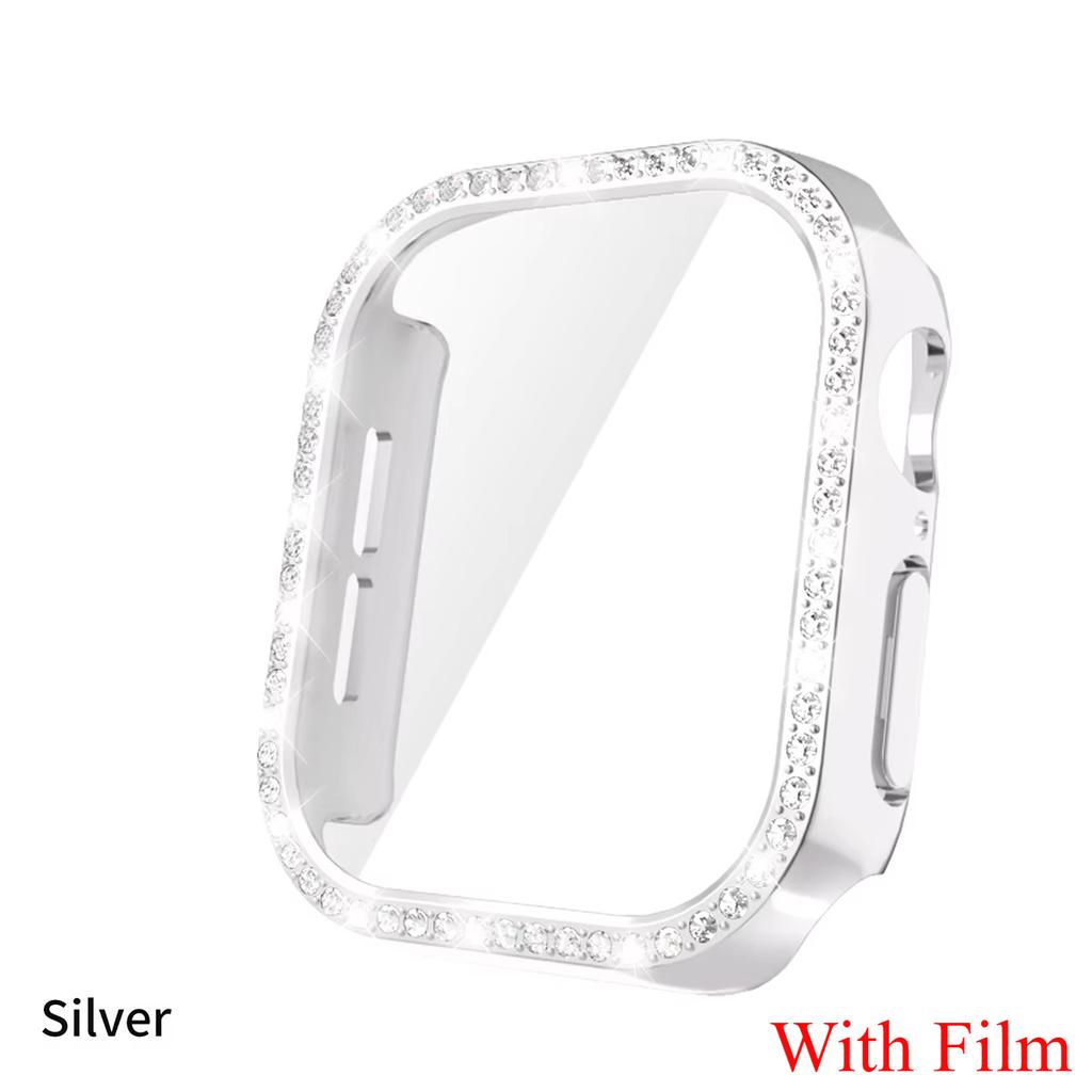 Glass+Diamond Cover For Apple Watch Case 46mm 42mm Bling Bumper Protector for iWatch Series 11 10 46 42mm Watch Case
