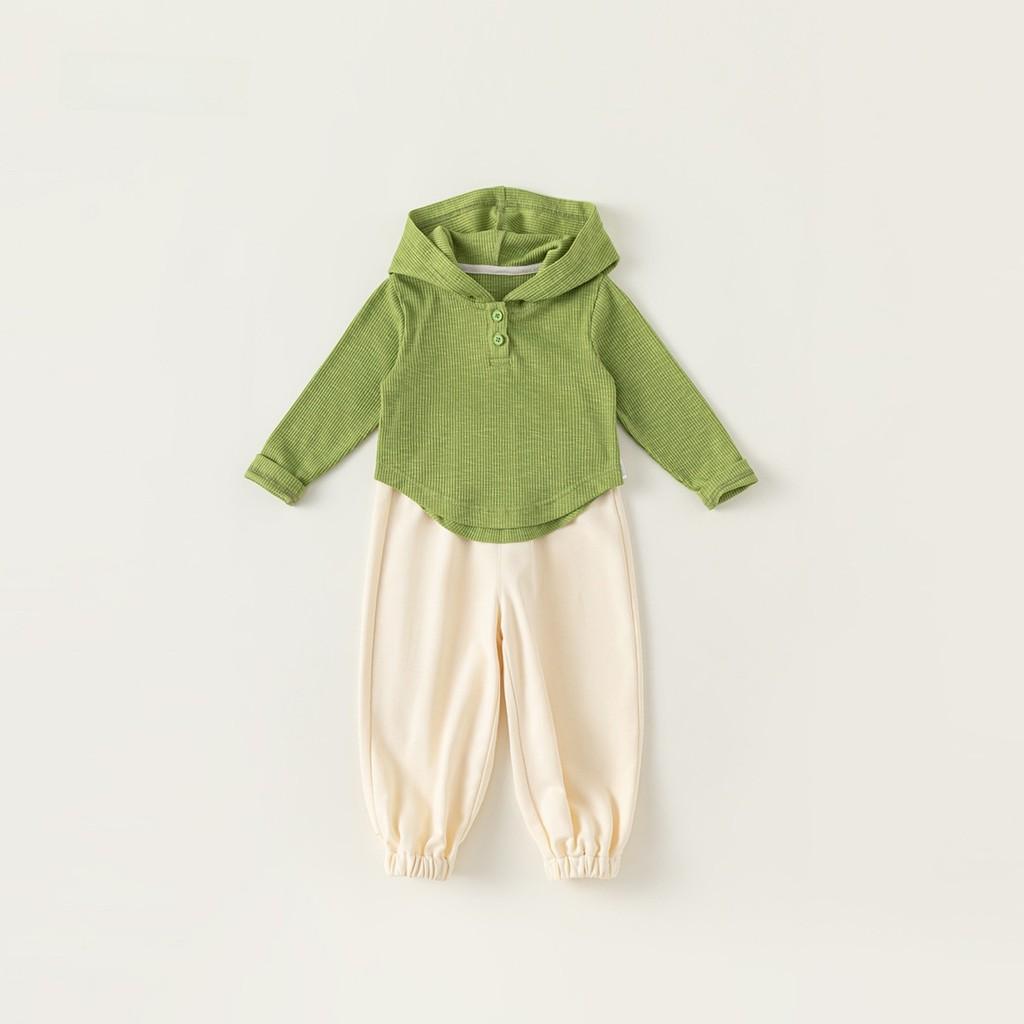 Girls Kids Twopiece Long Sleeve Hoodie And Pant Set Made Of Polyester For Everyday Wear 150CM зелёный