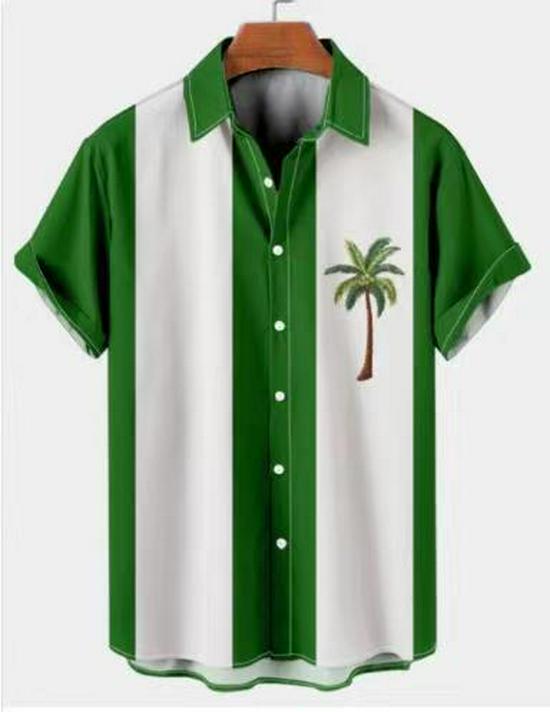 Camicia Casual da Uomo a Maniche Corte a Righe Primavera 2025