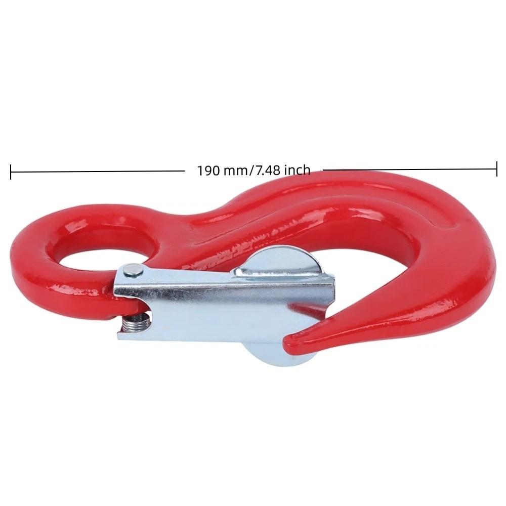 Red Alloy Steel Crane Hook 5000kg Load Capacity Safety Latch Hook Industrial Rigging
