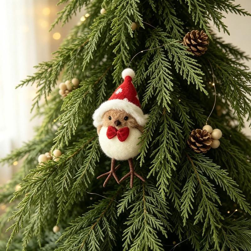 Nordic style Christmas bird cartoon doll creative branch bird, holiday party window decoration