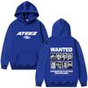 Kpop ATEEZ Wanted Dangerous Fugitives Disappeared Graphic Hoodie Unisex Korean Fashion Trend Hoodies Male Casual Sweatshirt