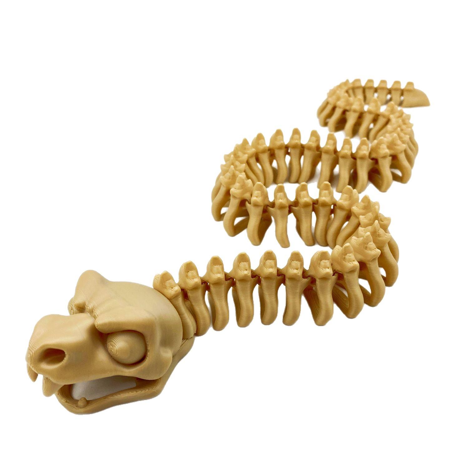 

1Pcs New 3D Printed Snake Can Move And Open Its Mouth Skeleton Snake Model For Decorative & Fish Tank Backdrop Kids Gift Toy