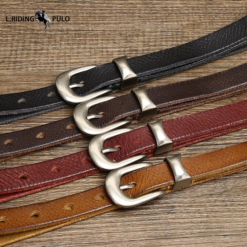 Genuine Leather Belt for Women with Pin Buckle Korean Style Trendy All-match Personality Retro Pure Cowhide Pants Belt Waist Belt