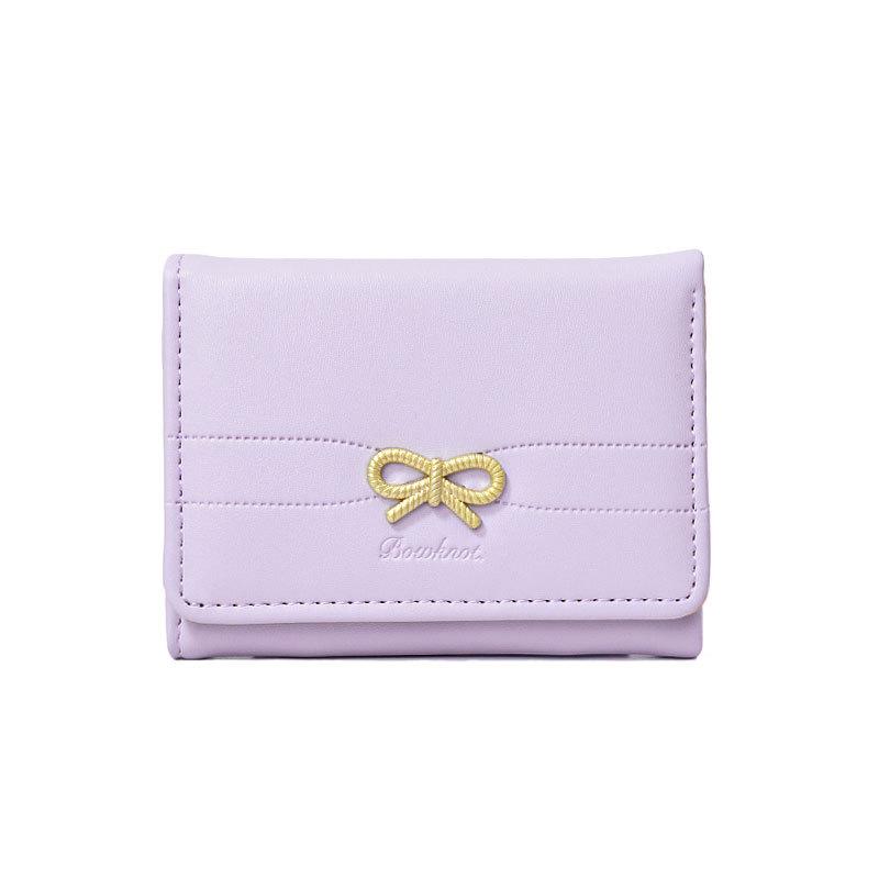 Fashion Wallets Girls Cute Bow Small Wallet Aesthetic Card Holder Classic Three Fold Purse For Women Student Simple Coin Pouch