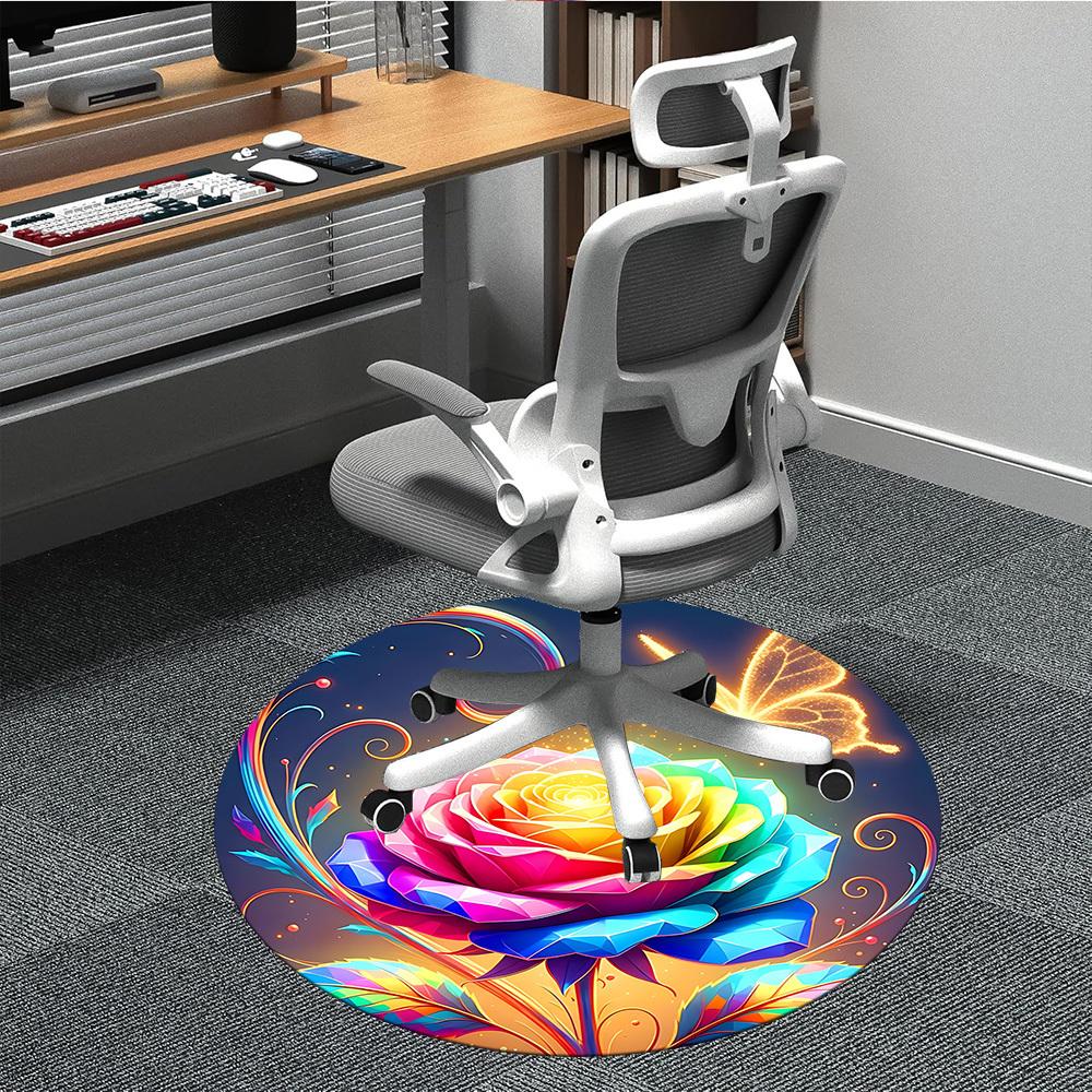 

1pc Rainbow Rose Chair Carpet for Office, Non-slip, Soft and Durable Office Rug for Decoration, Perfect for Office yy260325079 80cm by 80cm
