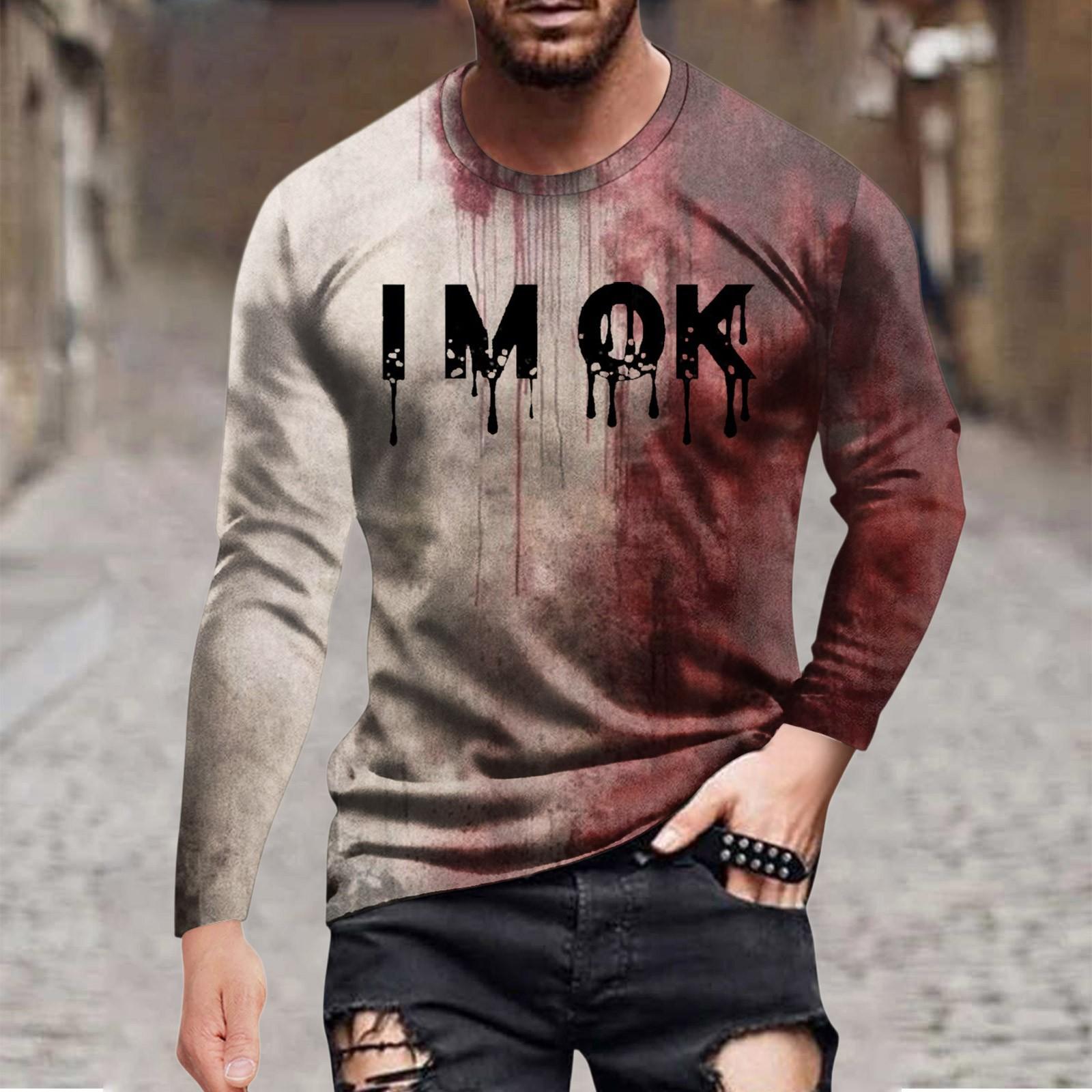 

Halloween Printed Men s Long-sleeved Top T-shirt Casual Daily Wear M верблюд