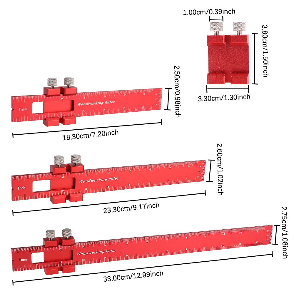 Woodworking Sliding Gauge 3pcs 18cm/23cm/33cm Woodworking Tools Ruler Measuring Tools Marking Depth Gauge Aluminum Alloy Scribe