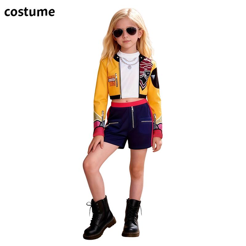 Kinder Mädchen Kpop Rumi Zoey Mira Cosplay Kostüm Anime Jäger Cosplay Kleidung Perücke Outfit Halloween Party Kostüme für Kind