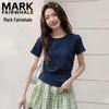 Mark Fairwhale Women's Pleated Round Neck Short Sleeve T-Shirt