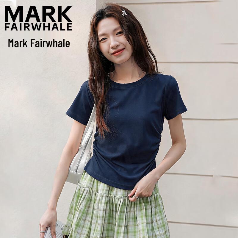 Mark Fairwhale Women's Pleated Round Neck Short Sleeve T-Shirt