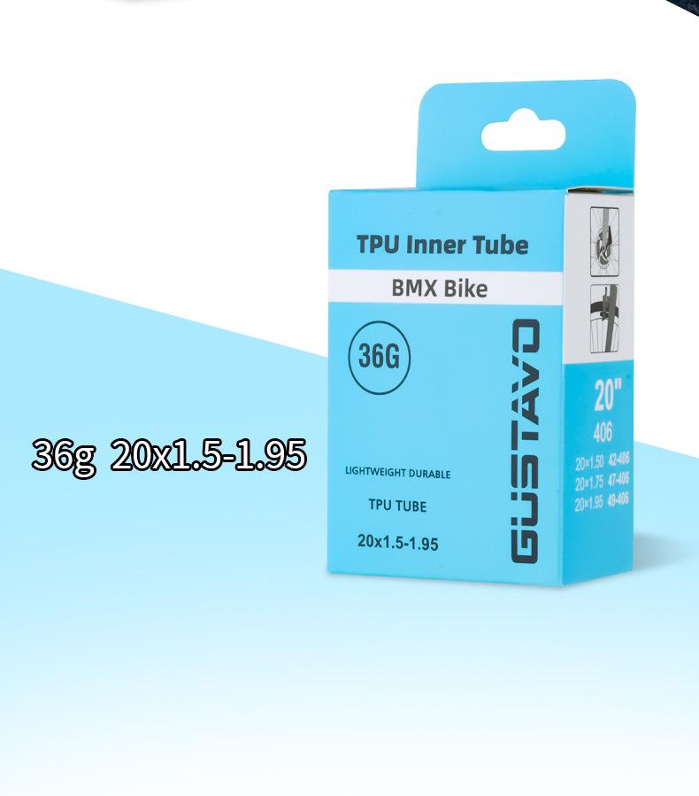 GUSTAVO BMX Folding Bike with TPU Inner Tube, 20x1.5/1.95 & 24x1.75/2.4, Schrader Valve 45mm