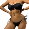 European and American Solid Color Bubble Cloth Solid Color Bikini Sexy Swimsuit