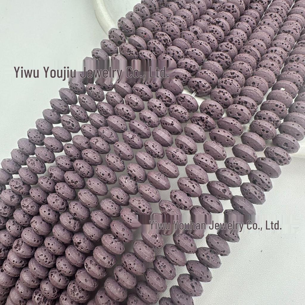 Solid Color Lava Stone Abacus Bead Bracelet Necklace DIY Jewelry Accessories