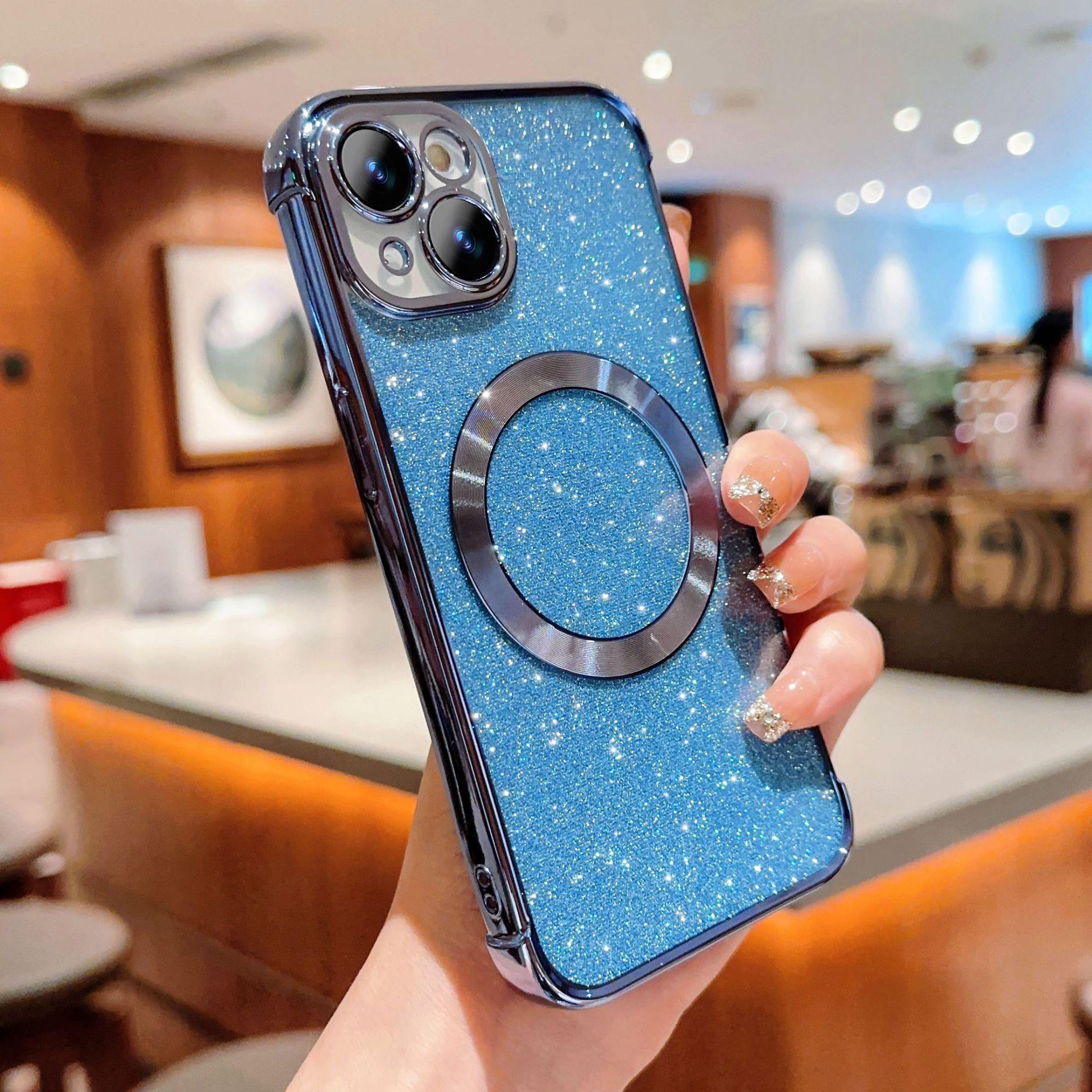 

iPhone 17 Pro Max Transparent Magnetic Glitter Case - Electroplated Solid Color Protective Cover iPhone 11 Pro Max