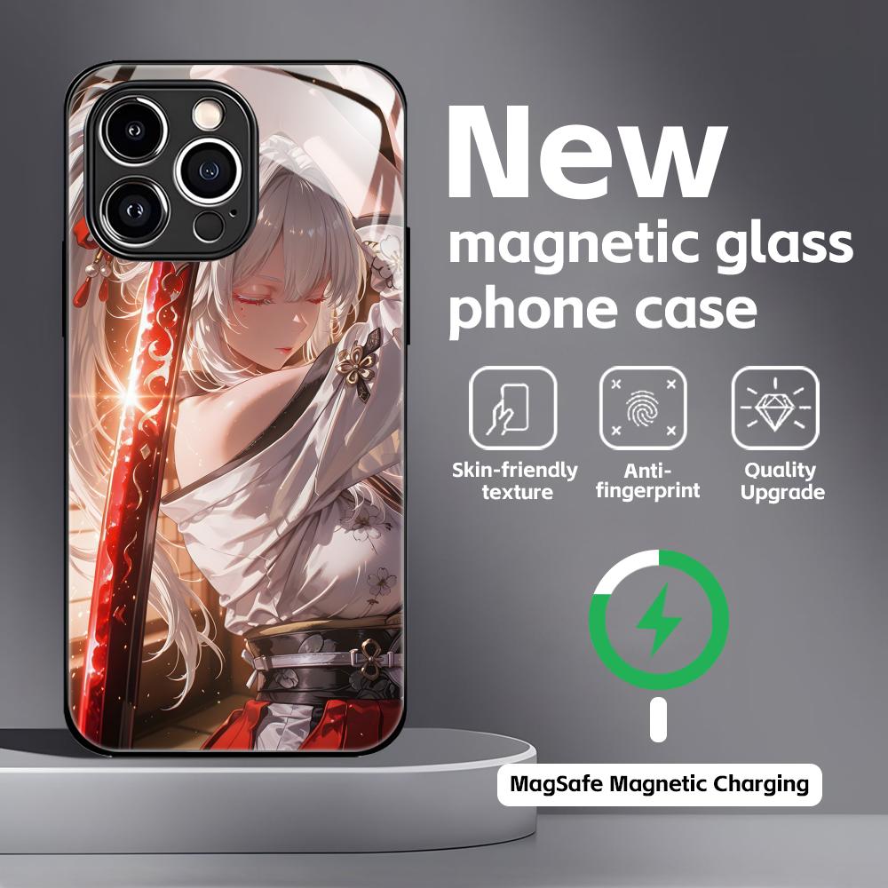 Wuthering Waves Hiyuki Phone Case For iPhone17 16 15 14 13 12 11 X XR XS 8 Plus Mini Pro Max Glass Magnetic Case