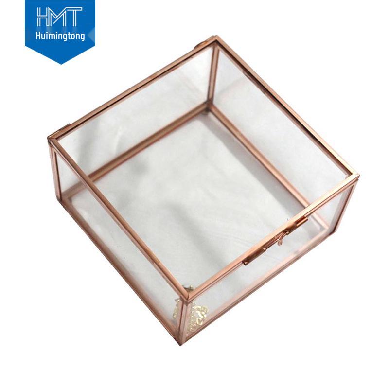 Elegant European Glass Jewelry and Cosmetics Organizer with Flip Lid