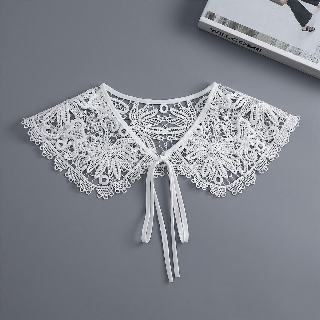 Women Floral Fake Collar Shawls Removable Shirt Detachable Collars Girls Lace Shoulder Wraps Shawl False Collar Fuax Cols