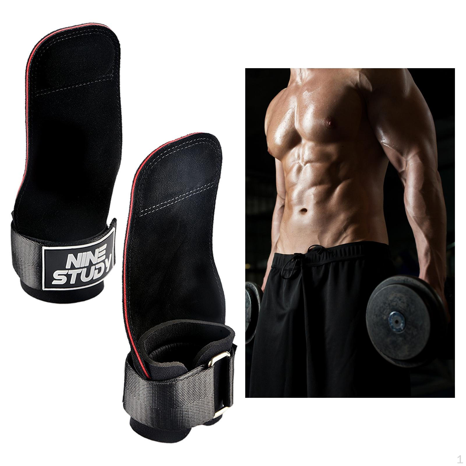 Non Slip Weight Lifting Hooks Hand Grips Gloves Pull Wrist Straps for Bodybuilding Powerlifting