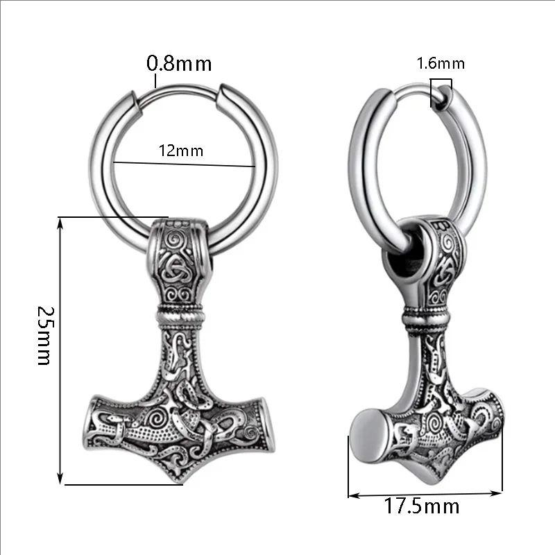 A Pair of Earrings Personality Cross Black Silver Male and Female Pendant with Titanium Steel Accessories Vintage Norse Mytholog