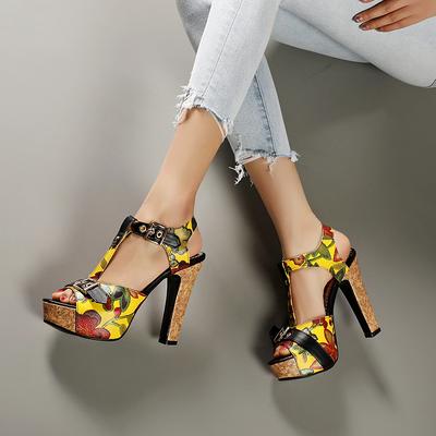 Sandalen Damen 2025 Sommer Super High Heels Mode Plateau Schuhe Übergröße 34-50 Bunter Druck Peep Toe Pumps Zapatos Mujer