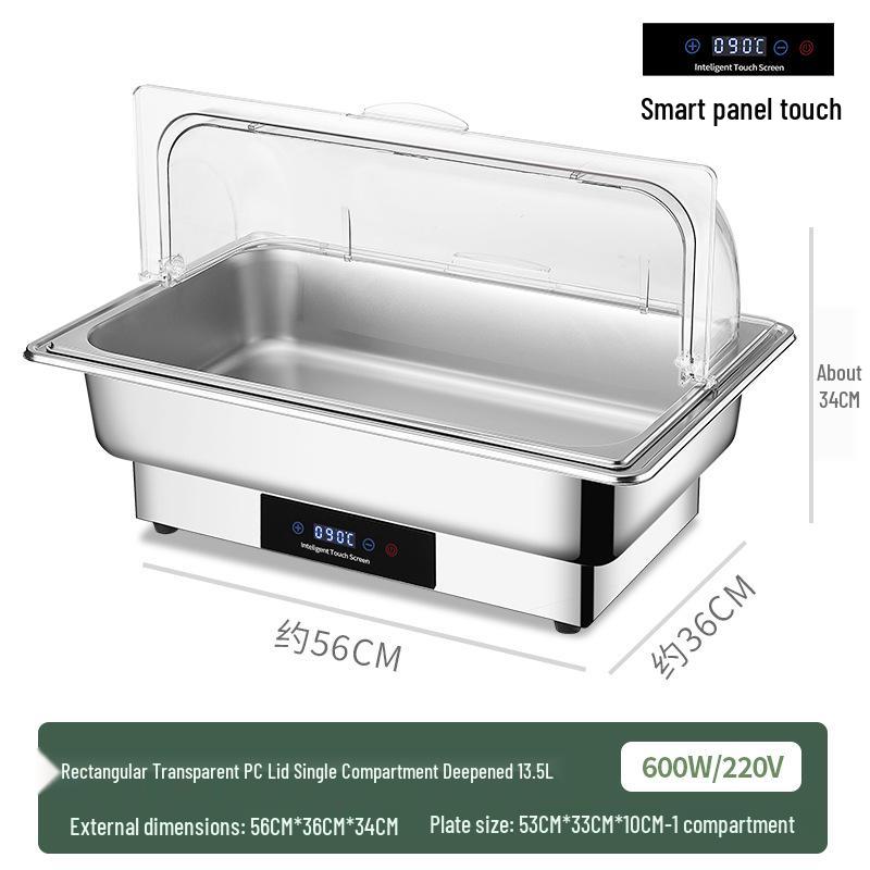 Stainless Steel Self-Serve Buffet Warmer with Transparent Flip-Top for Restaurants & Hotels