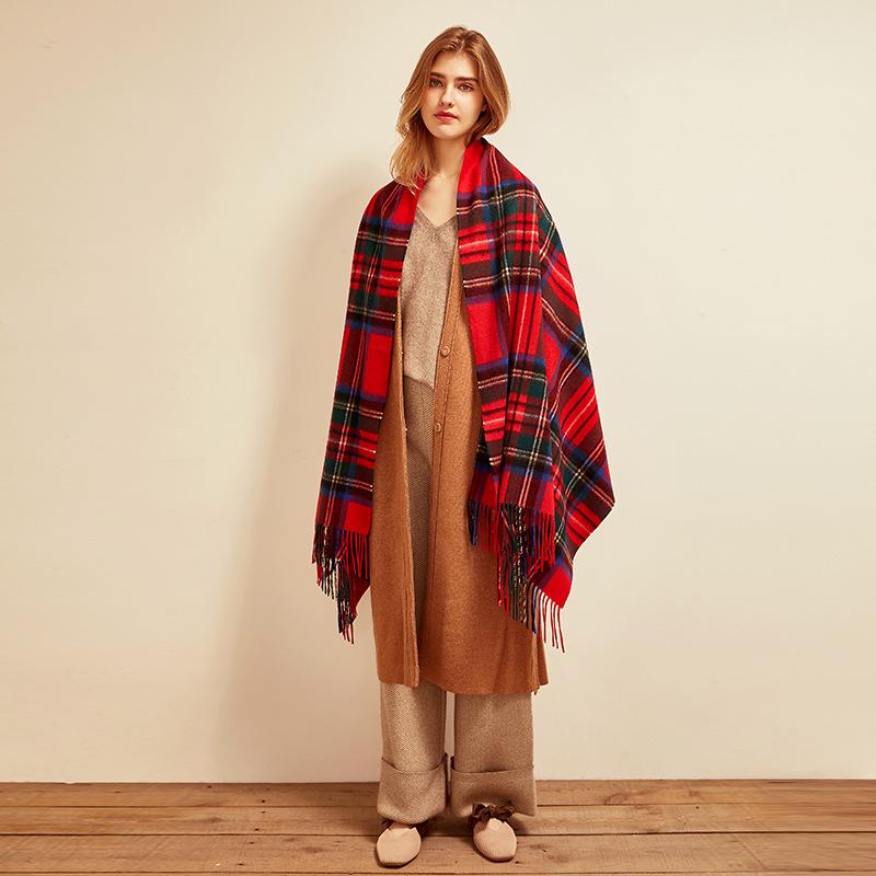 New Cashmere Plaid Large Shawl, Warm Autumn and Winter Scottish Plaid Men's and Women's Scarf