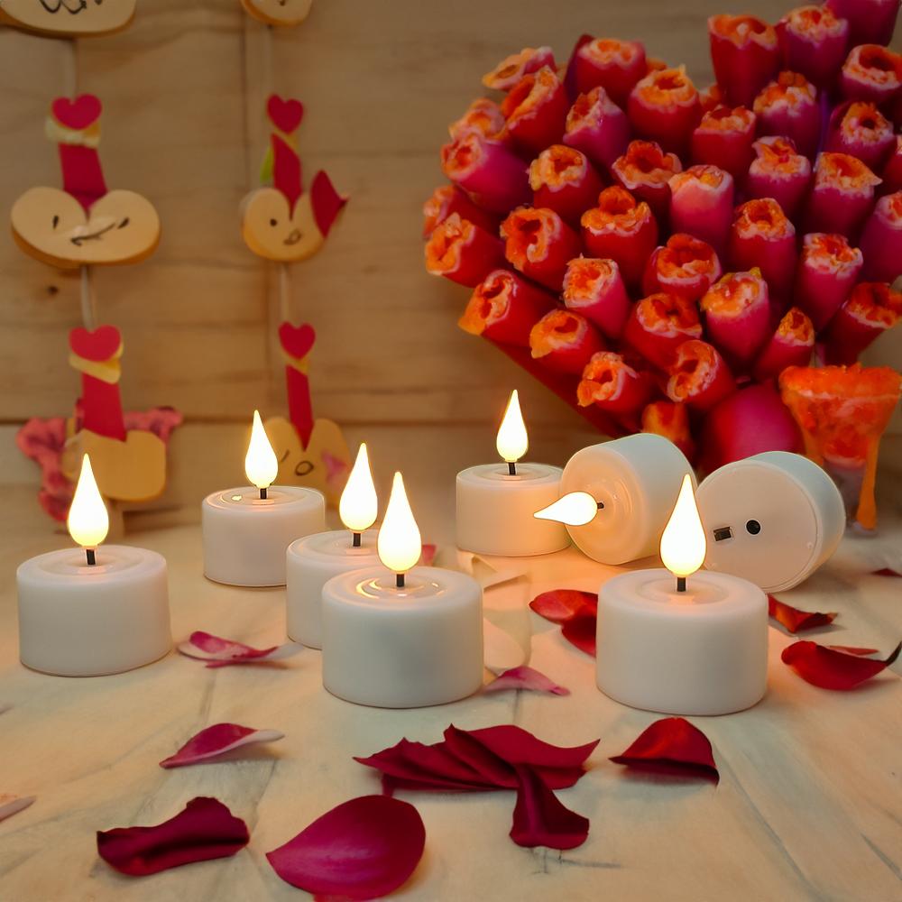 FPOO LED Candle USB Rechargeable Led Tea Light Set With Flashing Flameless Timed Remote Control Birthday Home Decoration Candles