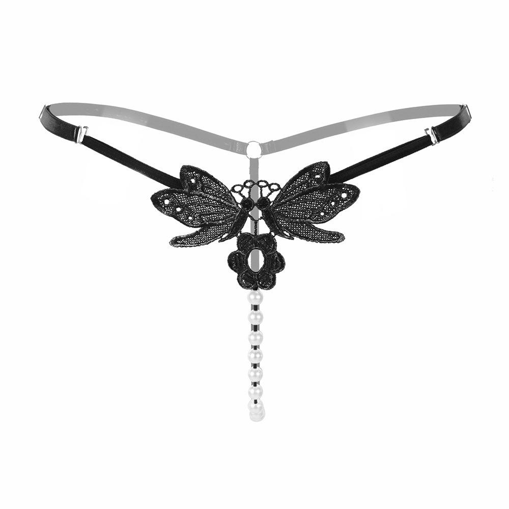 Chiloți sexy de mărime mare ajustabili, perle brodate, cu entrepiere deschisă, seducție, tanga, pantaloni, lenjerie de corp femei