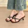 Fashion 2025 New Street Style CRYSTAL Narrow Band Slippers Woman Open Toe Thin High Heels Sandals Stripper Party Slides Shoes