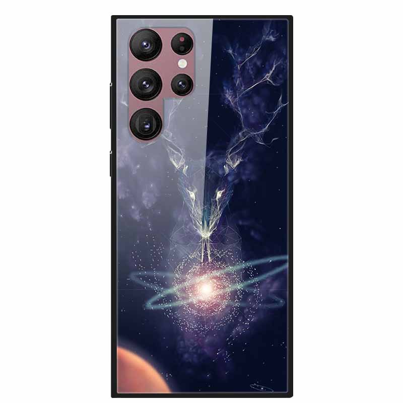 For Samsung Galaxy S22 Ultra 5G Phone Case Tempered Glass Back Cover Hard Case For Samsung  S22 Plus S 22 Capa Shell Funda Coque