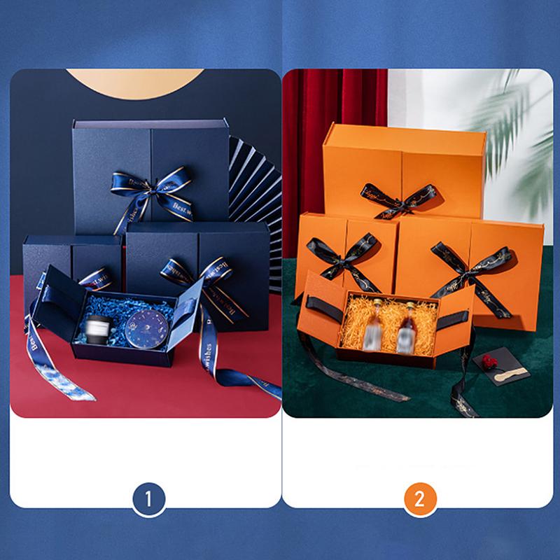 Gift Box Men Perfume Lipstick Purse Box Double Door Ribbon Bow Box Jewelry Box Mother'S Day Girl Women Birthday Gifts