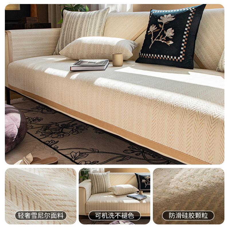 Chenier Sofa Cushion Is Universal In All Seasons, Green  Light Luxury Leather Sofa Cover, Non-Slip Cover Cloth Seat Cushion.