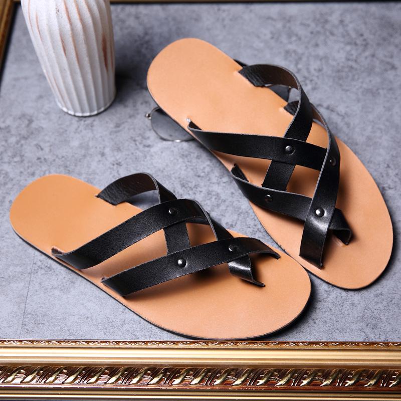 

Summer Fashionable Men Slippers European American Lightweight and Comfortable Business Flip-flops Beach Shoes Men Sizes 38-44 44 чёрный