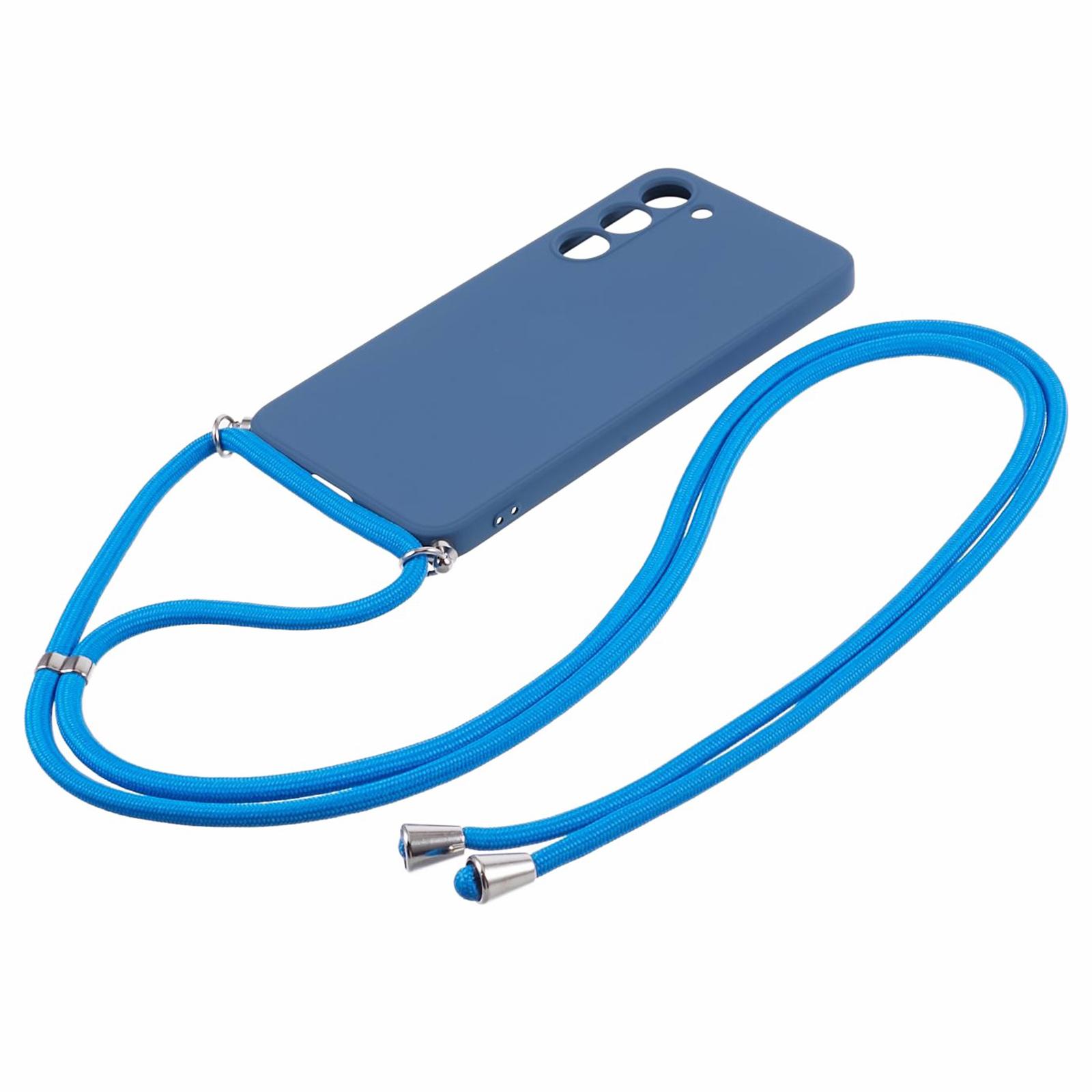 

For Samsung Galaxy S23+ Case TPU Rubberized Phone Cover with Long Lanyard Sapphire