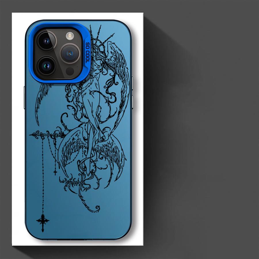 Phone Cover Case for iPhone 17 Pro Max 14 Plus 12 Pro 16 15 13 11 Air Gothic Style Angel Cross
