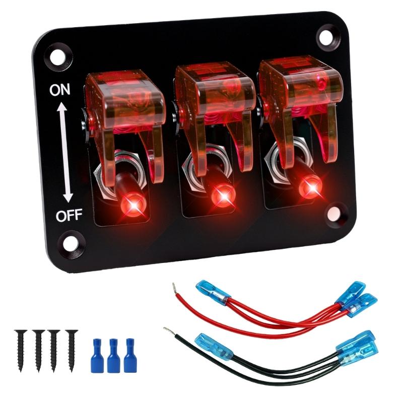 High Performances 3 Way Rocker Switches with Built In LED Lights & Dustproof Designs Car Dashboard Switches Panel for Trucks