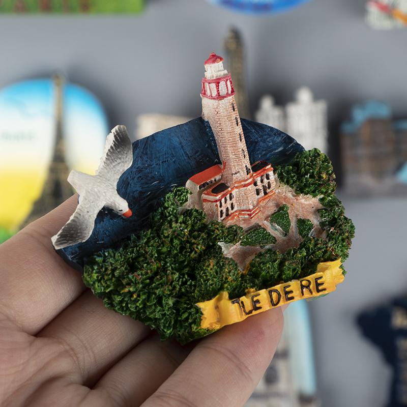 Louvren i Frankrike Prous harts 3D kylskåpsmagneter kylskåp med magnetiska klistermärken som souvenir för Eiffeltornet i Pa