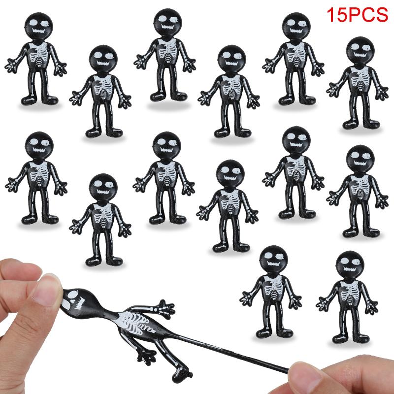 15/30pcs Halloween Stretchy Skeleton Toys Trick or Treat Props Gift Kids Boy Birthday Favors Halloween Goodie Bag Basket Filler