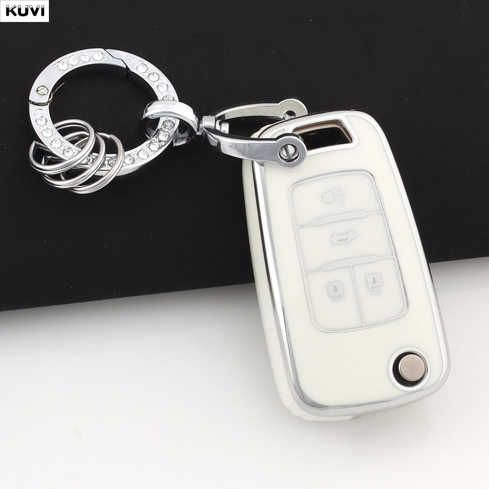 3 4 Buttons Tpu Car Folding Key Case Cover Fob Keychain For Chevrolet Cruze Aveo Camaro Epica Lova Sail Spark Opel Astra Corsa