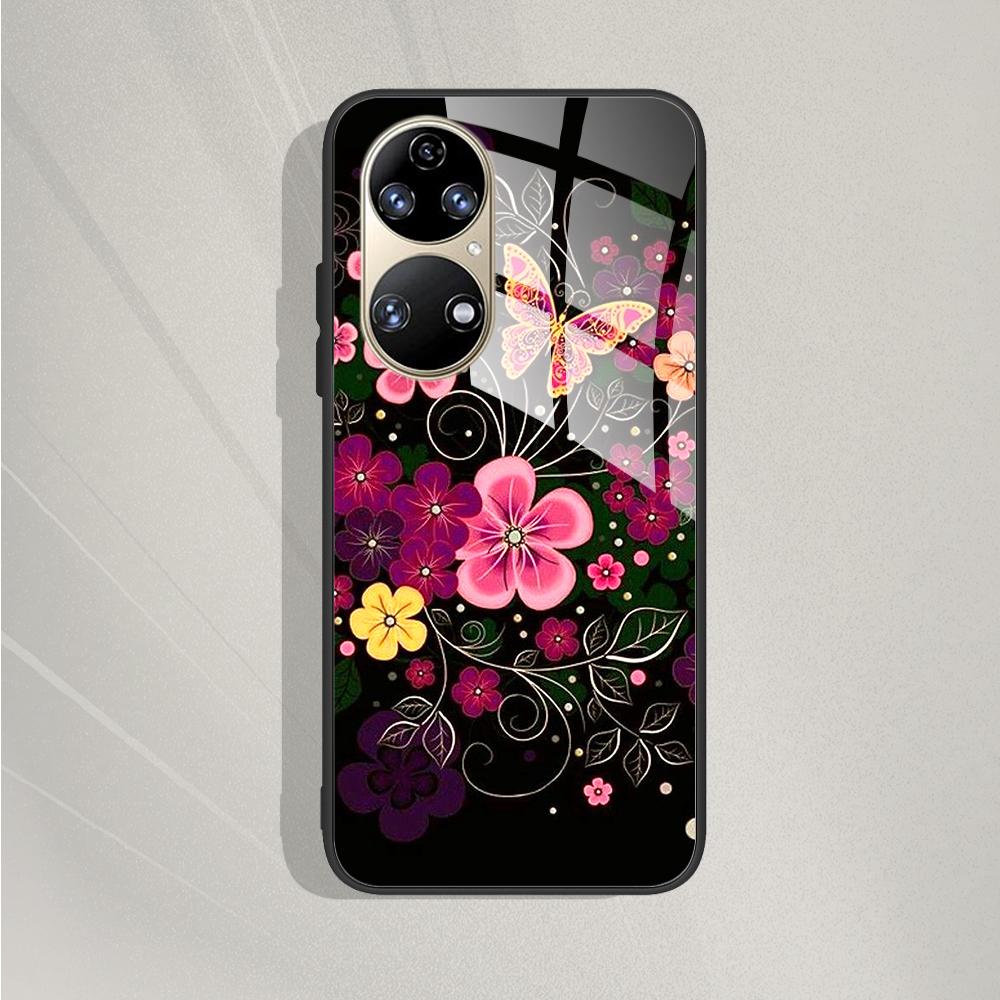 Pro Huawei P50 Pro Pouzdro P50E P 50 Luxusní tvrzené sklo Kryt telefonu Pro Huawei P50 Zadní kryt Módní ochranné TPU Coque P50Pro